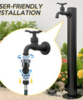 Swivel Garden Hose Connector With 180 And 360 Degree Rotations, Three Quarter Inch Fit, No Fuss Easy Flex Outdoor Faucet Extender For Tight Spaces Around Walls And Corners, Beds And RV Hookups, Stops Kinks And Tangling, black metal faucet