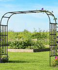 Ultra Wide Garden Arch Trellis 11.75ft By 8.53ft Sturdy Metal Outdoor Arbor in garden setting