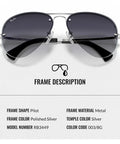 RB3449 Pilot Shape Nonpolarized Sunglasses For Men With Gray Gradient Lenses and Polished Silver Frame Metal Material