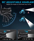 Beast Mode Bright USB Rechargeable Headlamp With 350000 Hour LED 5 Modes IPX7 Waterproof Zoom Beam 90 Degree Tilt feature diagram