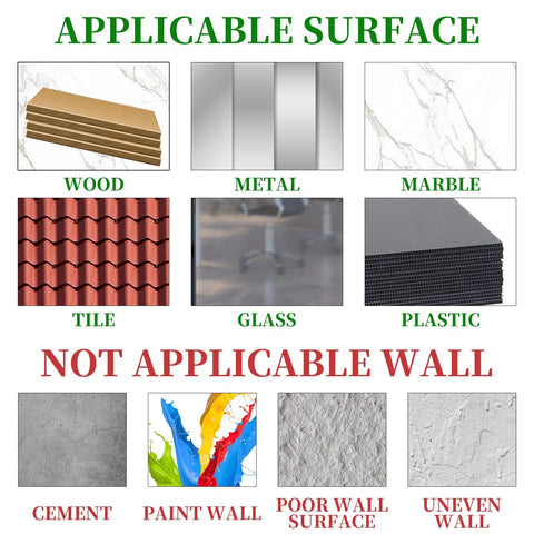 Applicable and non-applicable surfaces for Matte Black Adhesive Wall Hooks 2 Pack Heavy Duty Stick On Hooks No Drilling Needed Damage Free Install