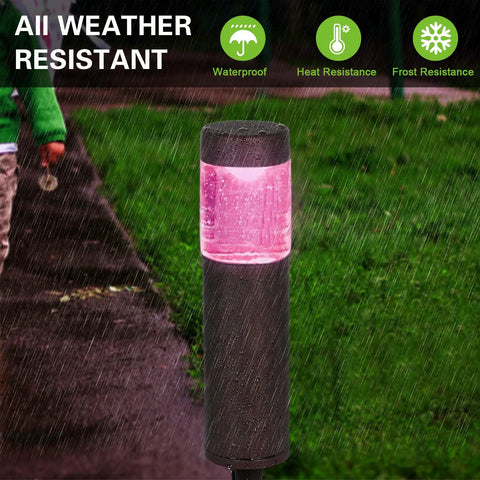 Smart LED Round Bollard Lights With App Control And Alexa Ready Low Voltage 12V 3W RGB Color Changing Outdoor Path Lights, wet weather