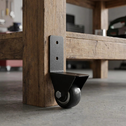 8 Piece L Shaped Plate Casters For Furniture And Luggage With Rubber Wheels, Bottom Mount Fixed Casters For One And A Half Inch Fit