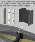 Adjustable compartment of Top Tube Bike Bag Waterproof Front Frame Organizer 2.1L with Velcro stopper visible.