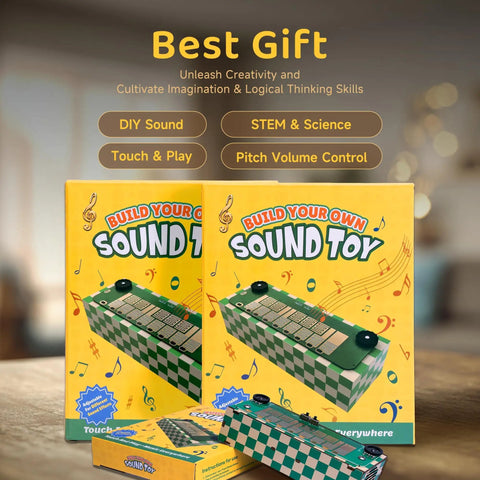 DIY Portable Music Synth Kit With 8 Key Touchpad, Easy 10 Minute Assembly, Intro Instrument For Kids Teens And Adults, STEM Gift For Musicians, Dope Toy For Creative Play And Learning, yellow box front