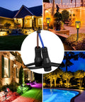 Fastlock Outdoor Low Voltage Landscape Light Connectors 16 Pack for Easy Install shown with garden pathway lighting at night