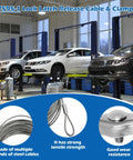 Heavy Duty Lock Release Cable And Fixture Kit for Rotary Two Post Lifts in garage with cars raised on lifts