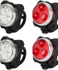 USB Rechargeable Bike Light Set With Front And Rear LED Lights For Mountain Biking Waterproof Silicone Body