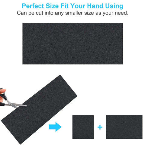 Person cutting All Purpose Pro Grade Sandpaper Kit DIY Friendly With 48 Pcs Wet Dry Sheets 16 Grits From 120 To 5000