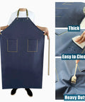 Heavy Duty Waterproof Rubber Apron With Pockets For Dishwashing And Restaurant Use 47 Inch Adjustable Neck Strap Chemical Resistant