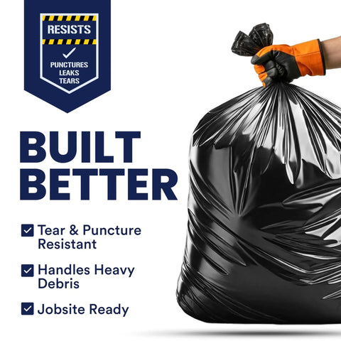 55 Gallon Heavy Duty Contractor Bags 4 Mil Puncture And Tear Resistant Trash Liners 38 X 58 Inch Built For Rough Jobs