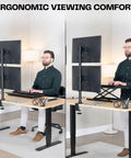 Beefy Dual Monitor Desk Mount With Height Adjustment And Vesa Plates For Two Ultrawide Lcd Screens Up To Thirty Four Inches, showcasing ergonomic viewing comfort.