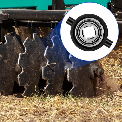 2 Pack Flange Bearings For Disc Harrow With 1-1/8 Inch Square Bore, Heavy Duty Square Shaft Journal Bearing Units, Replacement For Agricultural Equipment And Farm Harrows, Industrial Grade Precision Machined For Quick Install on disc harrow