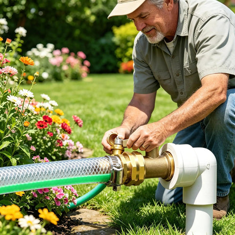 Premium Garden Hose Repair Kit With 3 Male And Female Brass Connectors Plus Stainless Steel Clamps And Gaskets For 5/8 Inch US Thread Hoses Fix Leaks Fast And Keep Your Seasonal Watering Game Strong. brass connector on garden hose repair fitting