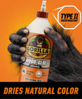 Heavy Duty Wood Glue For Indoor And Outdoor DIY Projects, Water Resistant 36 Ounce Bottle with gorilla hand holding bottle