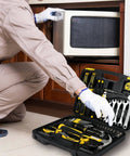 Person using 61 Piece Mechanic Tool Set With Socket Wrenches And Auto Repair Must Have Gear In Durable Chrome Finish Plastic Storage Case