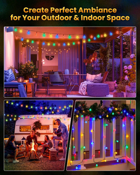 Outdoor 35Ft String Lights With 10 Shatterproof LED Bulbs Waterproof Patio Lanterns create a warm cozy glow on patio and deck.