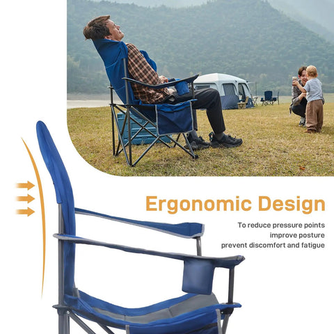 Two Pack Oversized Folding Camping Chair Set With High Back Padded Comfort Grab And Go Style Lightweight Steel Frame Portable Lawn Chairs