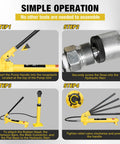 Beefy 10 Ton Porta Power Kit Hydraulic Ram Jack Pusher Puller assembly steps guide for auto body frame repair.