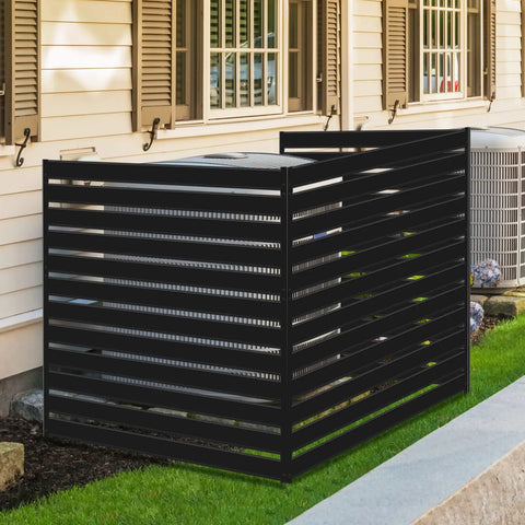 Heavy Duty 3 Panel Metal Privacy Screen Fence For Outdoor Spaces 42 Inch Tall 38 Inch Wide Panels Hide AC Units