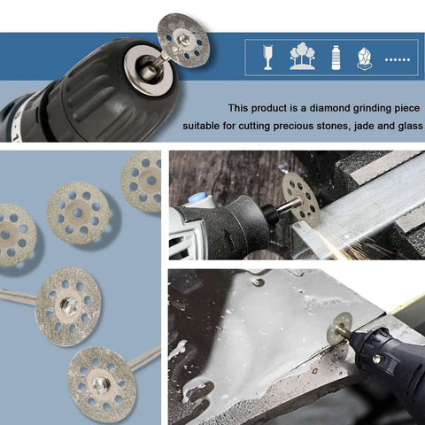 Pro Grade Diamond Burr Set For Rotary Tool Grinding And Engraving, 36 Piece Diamond Mounted Bits in use on stone and metal surfaces.