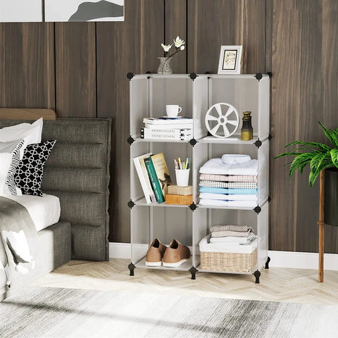 Six Cube Closet Organizer Set Dope DIY Stackable Shelves For Closet And Bedroom Translucent Storage Cubes in bedroom corner