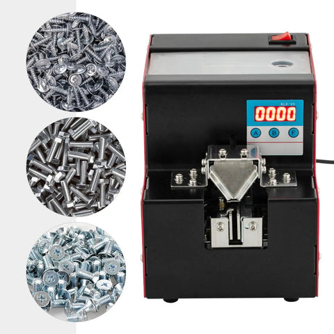 Pro Level Automatic Screw Feeder With Lcd Digital Display Five Adjustable Speeds And Dual Counting Functions For Hassle Free Hardware Sorting and visible screw types.