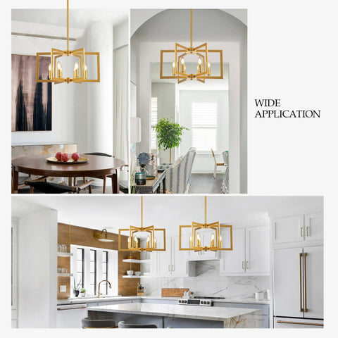 Six Light Kitchen Island Pendant Lighting Over Island With Glass Decor Dope Modern Farmhouse Look In Black And White Gold Finish Perfect For Dining Room Living Room Cafe Or Bar in modern kitchen and dining setups.