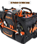 16 Inch Heavy Duty Tool Bag With 34 Pockets Open Top Organizer For HVAC And Electricians Pro Grade Ballistic Nylon 1680D Tote