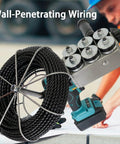 Heavy Duty Brushless Motor Electrical Wire Puller With Lithium Battery featuring black wire spool and electrical tool for wall-penetrating wiring.