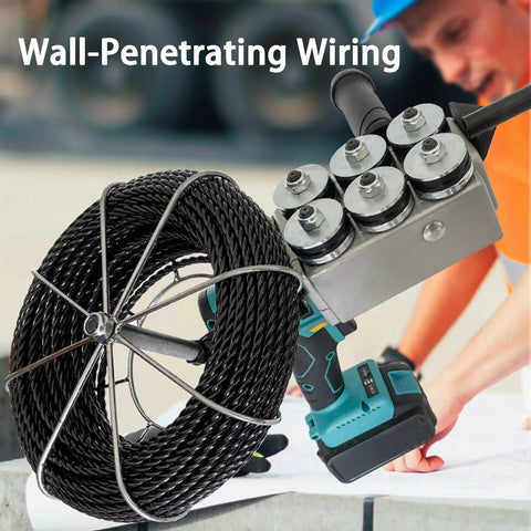 Heavy Duty Brushless Motor Electrical Wire Puller With Lithium Battery featuring black wire spool and electrical tool for wall-penetrating wiring.