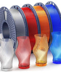 Clear PLA Filament Bundle 1.75mm Multicolor 4 Spools 250g Each Individually Vacuum Packed for 3D Printing Go To Choice With Frosted Translucent Finish For Diffused Light Lamps And Decorative Projects with vases
