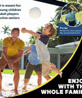 Family playing with Portable 14 Foot Multi Sport Net For Badminton, Pickleball, Tennis And Soccer Tennis, outdoor setting