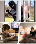 Smart WiFi Door Chime With Real Time Alerts And Window Or Door Sensor Alarm For Home And Biz Push Notifications Via Tuya Smart Life App Kid Safety And Dementia Care Remote Monitoring Made Easy, white wireless sensor on sliding door