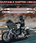 Chrome Shift Linkage For Harley Touring Motorcycles 1980 To 2024 Keeps Your Ride Shifting Smooth And Crisp On Softail Electra Glide Road King Street Glide Road Glide Upgrade For Lightning Fast Shifts, adjustable chrome linkage, 12-13 inch