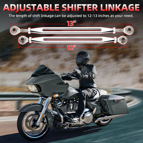 Chrome Shift Linkage For Harley Touring Motorcycles 1980 To 2024 Keeps Your Ride Shifting Smooth And Crisp On Softail Electra Glide Road King Street Glide Road Glide Upgrade For Lightning Fast Shifts, adjustable chrome linkage, 12-13 inch