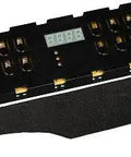 Genuine OEM Range Control Board 5304509983 with electronic clock timer visible, top view of durable kitchen appliance part for stoves.