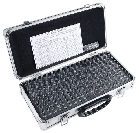 Pro Grade 190 Piece Precision Pin Gauge Set Minus Class ZZ 0.061 to 0.250 Inches 2 Inch Length Heat Treated 60 to 62 RC Aluminum Case for Easy Identification and Accurate Measurements