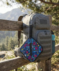 Backpack with floral-patterned Silver Enhanced Pee Cloth For Women Hiking On The Go Travel Urinal Alternative Reusable Absorbent Cloth.
