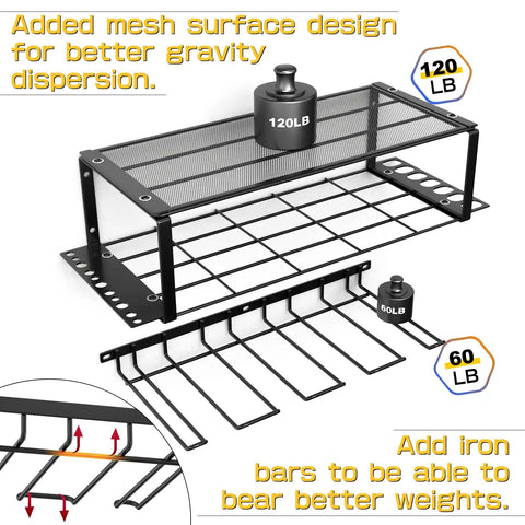 Heavy Duty Wall Mounted Power Tool Organizer 3 Tier Storage Rack For Cordless Drill Tools Strong Wire Mesh Top And Iron Support