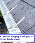 15 Set Aluminum Gutter Hangers With Nine And A Half Inch Straps And Rust Resistant Screws For Eavesless Roof Deck Mounting Durable Brackets For 5 Inch Aluminum Or Steel Gutters Seamless Gutter Hardware In Silver installed on roof without fascia board.