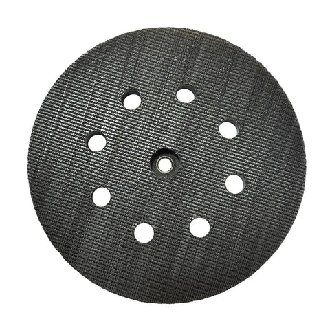 Snap-On Five Inch Orbital Sander Replacement Pad Set With Strong Hook Loop Grip For Smooth Sanding And Polishing On SXE325 425 Models Power Tool Accessory, black rubber pad with holes.