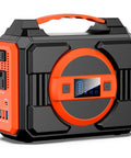 Rugged 300W Portable Power Station For Off Grid Adventures, Solar Generator Backup Battery Pack 220Wh 60000mAh in black and orange