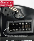 Momentum ELS 6PT Electronic Racquet Stringing Machine with touchscreen and rotational tensioner, diecast aluminum base.