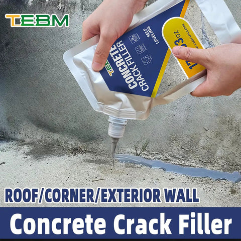 Heavy Duty Concrete Crack Filler Featuring Snap Tight Grip Annular Gap Seal For Grounding Rods Gas Pipes And Wall Sleeves With Rugged Flex Waterproof Mastick That Absorbs Vibration No Fuss Install in use on concrete surface.