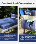 Foldable Garden Kneeler And Seat 2 In 1 Heavy Duty Bench With 10 Inch Wide Detachable Kneeling Pad Portable Garden Stool With Large Tool Bag Ideal Gift For Women Seniors And Moms showing detachable kneeling pad and tool pouch