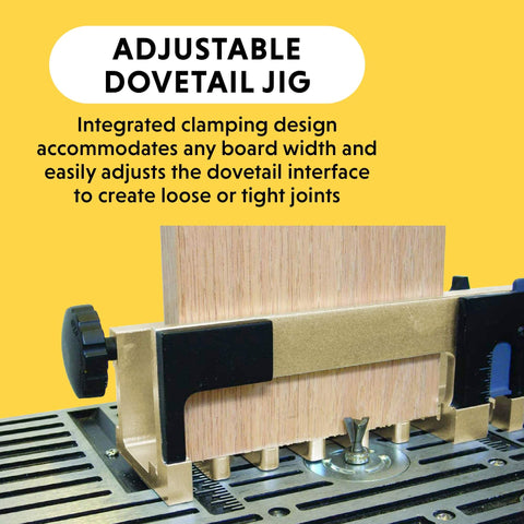 Adjustable Dovetail Jig Kit DIY Friendly 12 Inch Template For Furniture And Cabinet Making Aluminum Layout With Integrated Clamping System Indoor Outdoor Use Includes Joint Box Gold Finish
