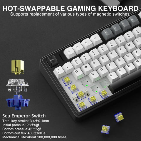 Tri Mode Wireless Gaming Keyboard With Hall Effect Magnetic Switches And Huge 4000mah Battery For Killer Responsive Action In Competitive Pc Gaming, showing hot-swappable magnetic switches.