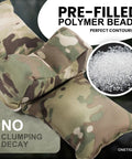 Pre Filled Shooting Rest Sand Bag for Front and Rear Gun Range Support with polymer beads and camo design.