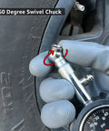 JACO Deluxe Tire Pressure Gauge, 100 PSI, metal handheld gauge with 360-degree swivel chuck